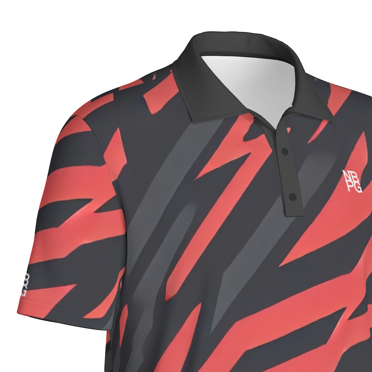 Red Tiger Polo shirt by Yoycol, men's casual polo with a classic collar and short sleeves, vibrant red color.