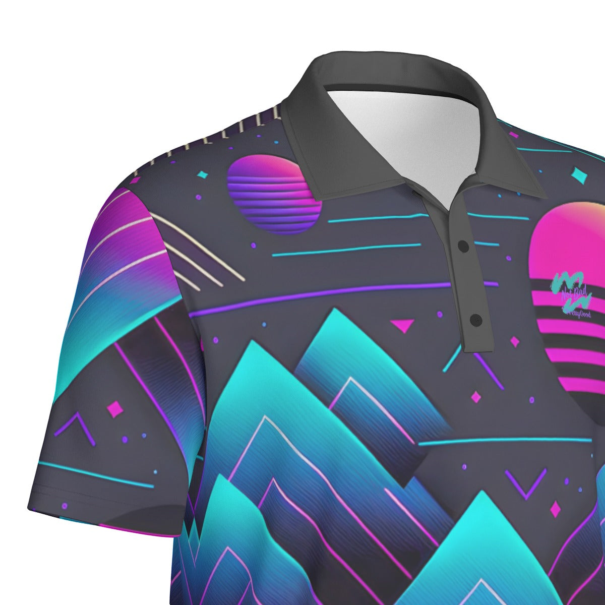 Yoycol Miami Slice Retro Polo shirt featuring vibrant Miami-inspired print, classic collar, and short sleeves.