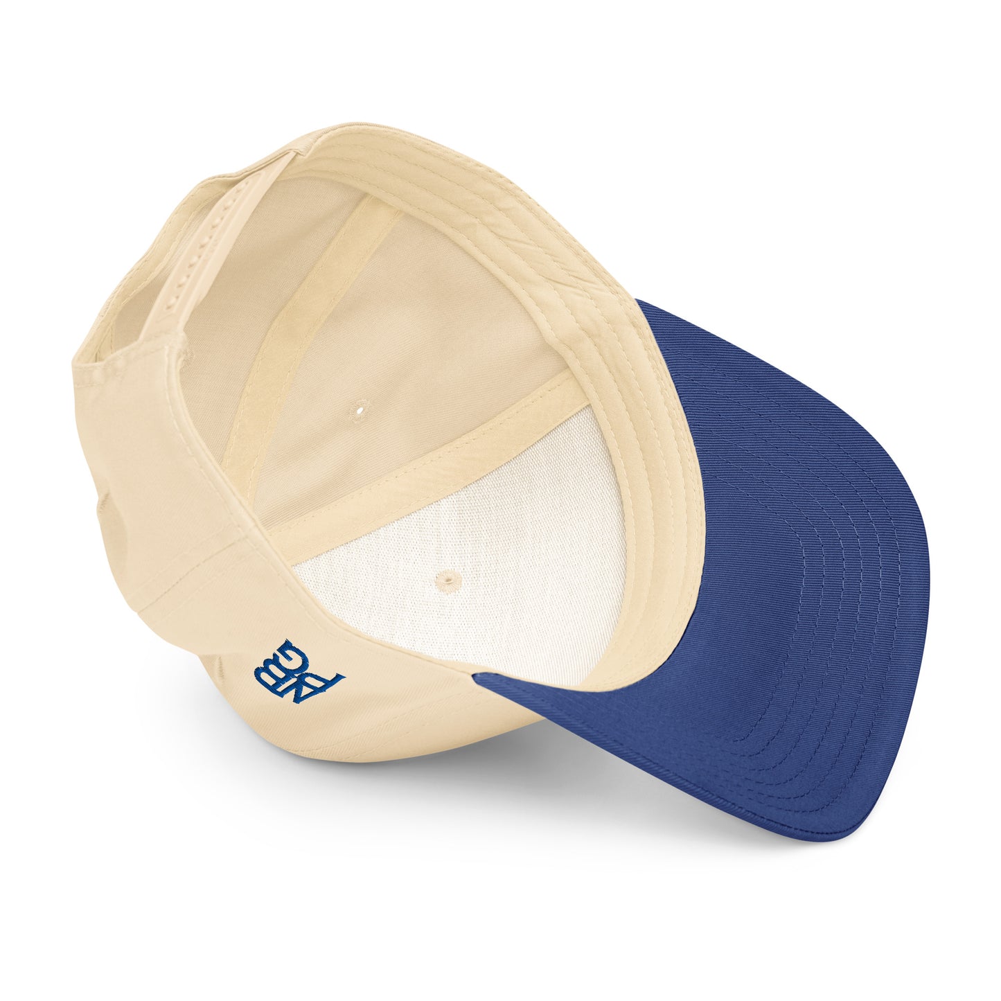 Mongolian Reversal 5-Panel Golf Hat by Not Bad Pretty Good, royal blue and natural fabric with a mid-profile baseball cap design.