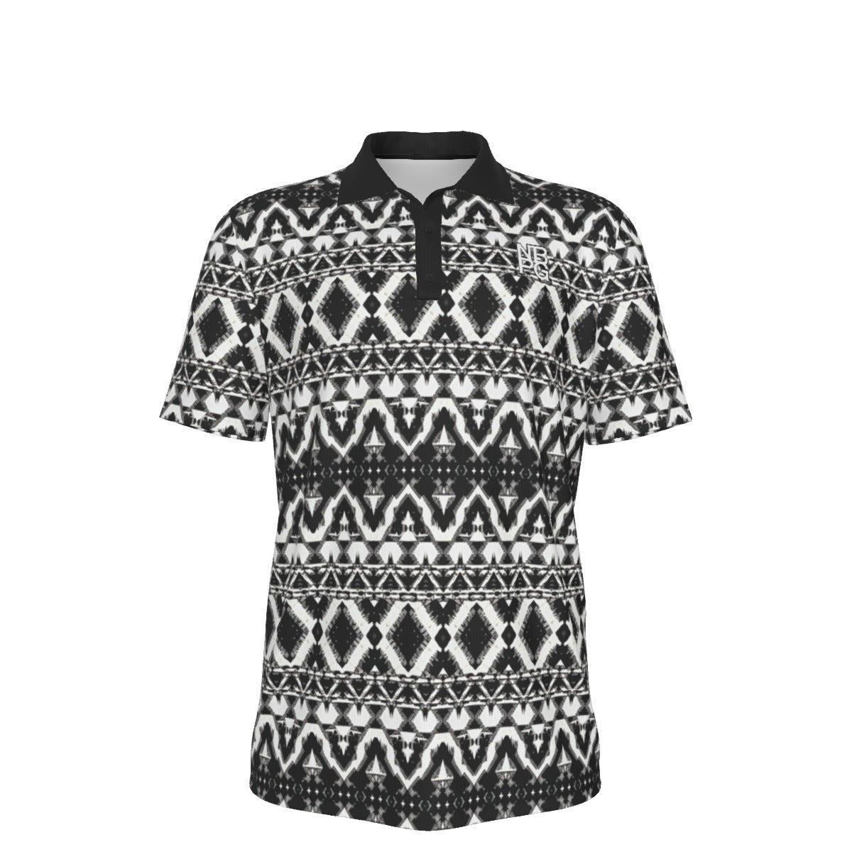 Black Mesa Golf Polo by Yoycol, close-up of the black polo shirt with collar and short sleeves, showcasing the fabric and fit.