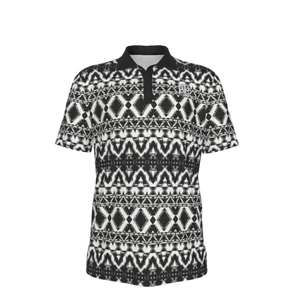 Black Mesa Golf Polo by Yoycol, close-up of the black polo shirt with collar and short sleeves, showcasing the fabric and fit.