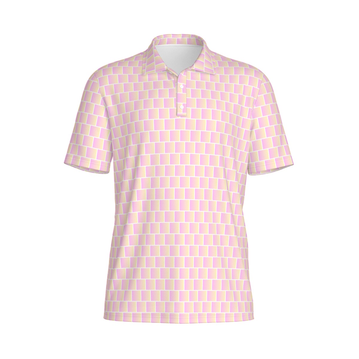 Sweet Tooth Golf Polo by Not Bad Pretty Good, men's polo shirt with a colorful sweet tooth pattern, casual golf apparel.