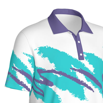 Yoycol Swingin' Solo Jazz Polo shirt in black, featuring a classic collar and short sleeves, laid flat on a white background.