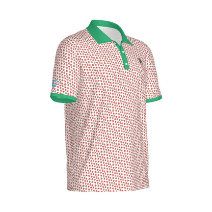 Yoycol Watermelon Wedge Polo shirt with vibrant watermelon print, short sleeves, and classic polo collar.