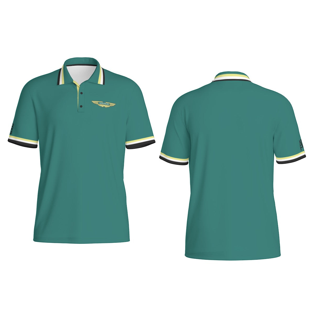 Yoycol Albatross Golf Polo shirt in white with subtle green and blue accents, designed for comfortable golf attire.