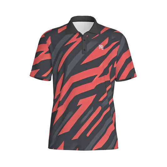 Red Tiger Polo shirt by Yoycol, featuring a classic polo design with a vibrant red tiger graphic on the front.