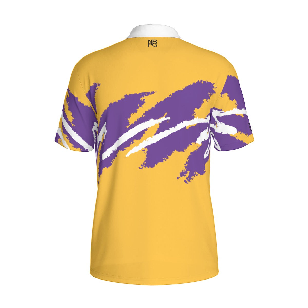 Not Bad Pretty Good Championship Gold Jazz Golf Polo, men's polo shirt with gold accents and classic fit, front view.