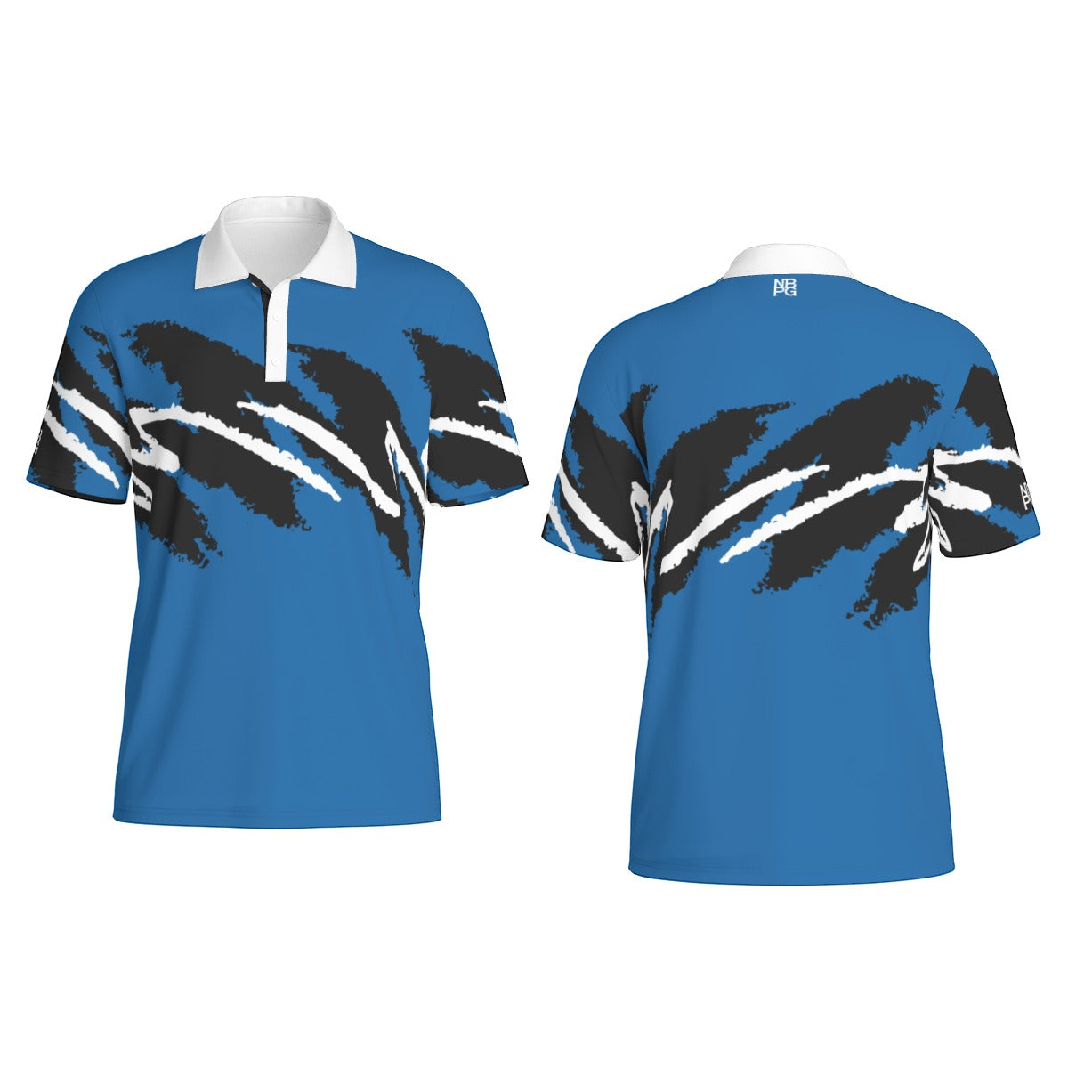 Blue Reign Jazz golf polo by Not Bad Pretty Good, featuring a classic collar, front buttons, and a stylish fit.