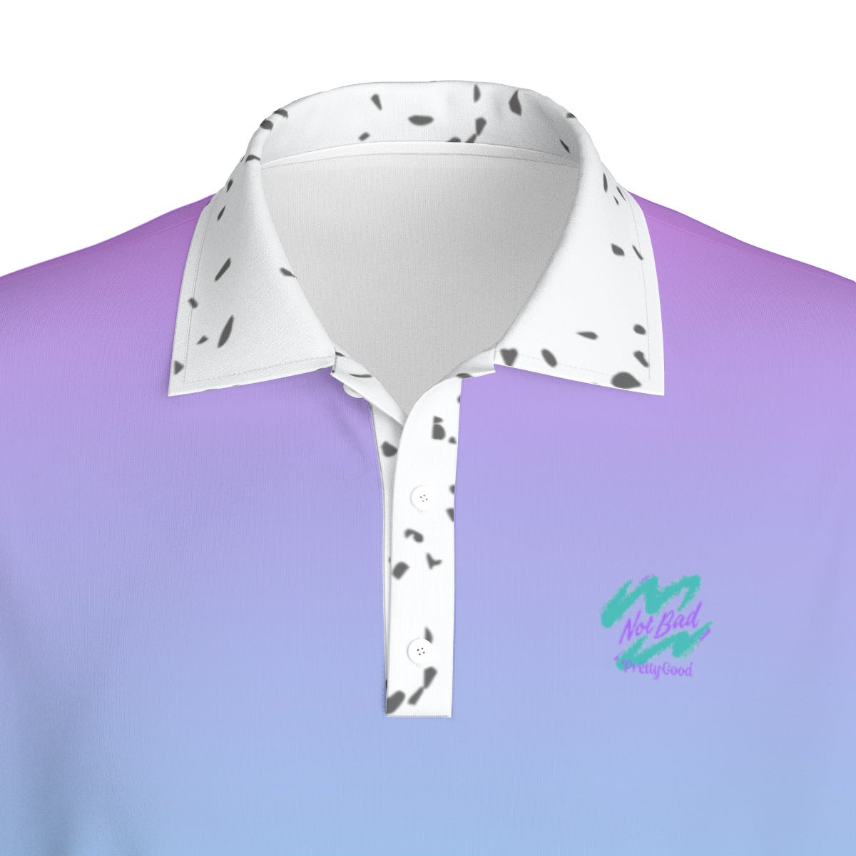 Yoycol Fade Gradient Polo shirt with a colorful, smooth gradient design, showcasing the stylish collar and fabric texture.