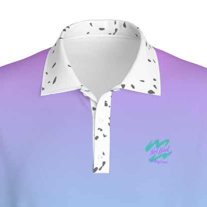 Yoycol Fade Gradient Polo shirt with a colorful, smooth gradient design, showcasing the stylish collar and fabric texture.