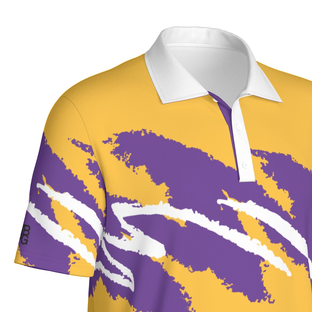 Not Bad Pretty Good Championship Gold Jazz Golf Polo displayed on a hanger with a classic collar and embroidered logo.