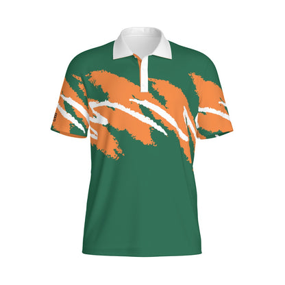 Gables Green Jazz Golf Polo by Not Bad Pretty Good, close-up of the polo shirt with collar and button details.