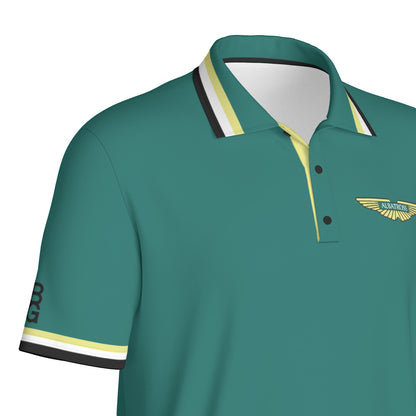 Yoycol Albatross Golf Polo shirt in navy with white collar and short sleeves, made from lightweight, breathable fabric.