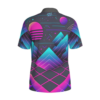 Yoycol Miami Slice Retro Polo shirt featuring a colorful tropical print, classic collar, and short sleeves.
