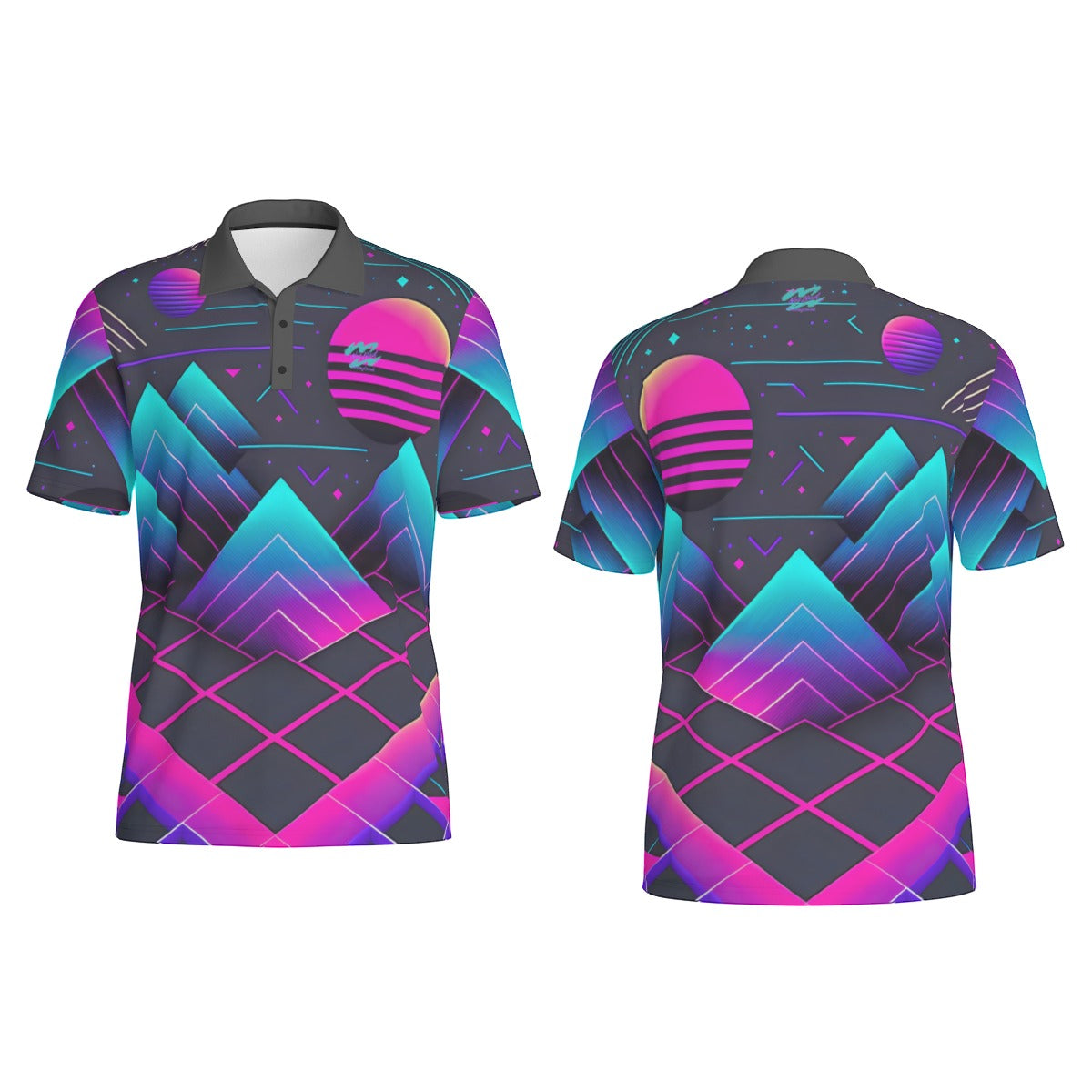 Yoycol Miami Slice Retro Polo shirt featuring a colorful, vintage-inspired graphic design on a casual polo top.