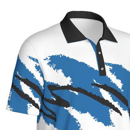 White Magic Jazz Golf Polo by Not Bad Pretty Good, featuring a classic fit and subtle design, shown on a model.