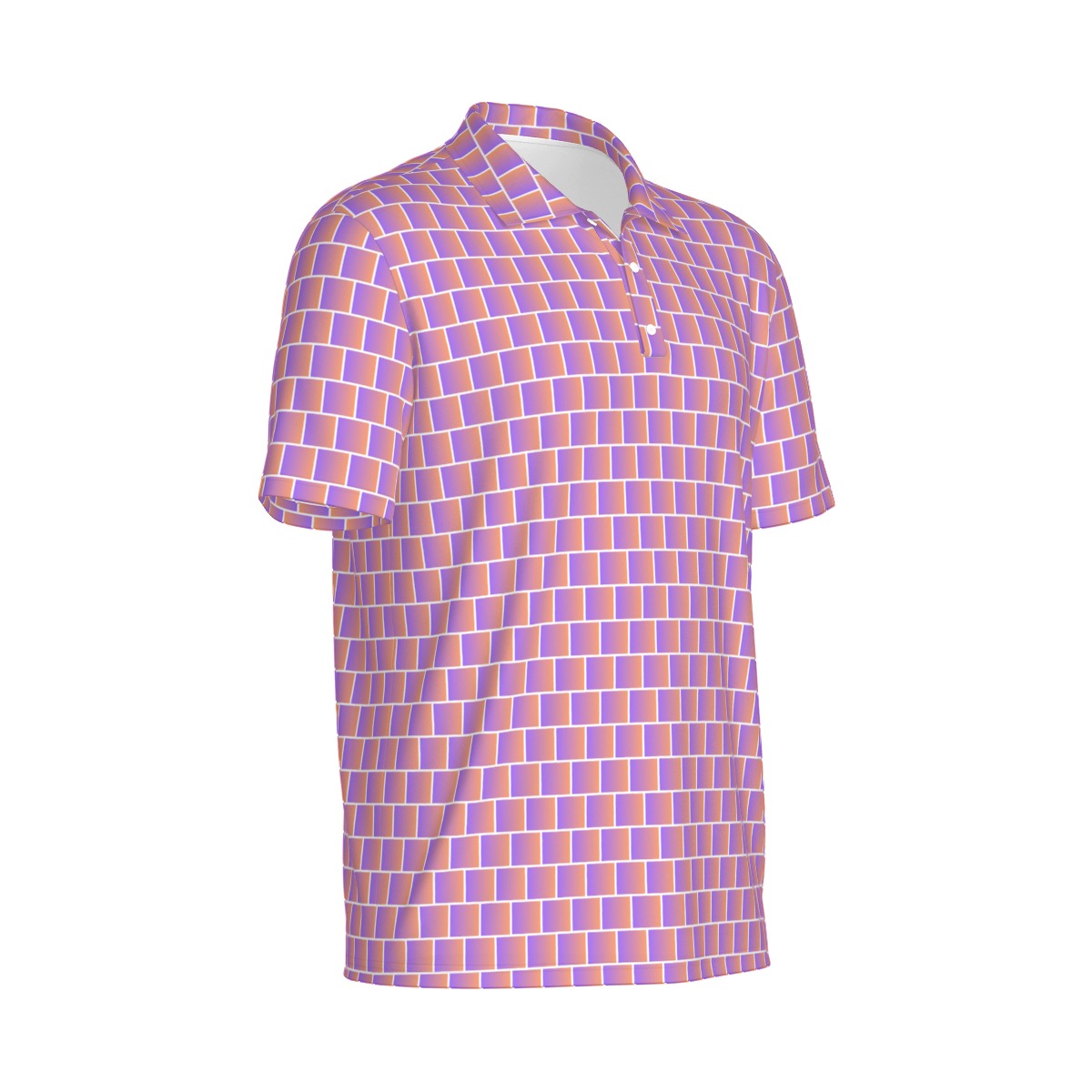 Men's Sunset Shuffle golf polo shirt by Not Bad Pretty Good, featuring a vibrant sunset-inspired design and classic polo style.