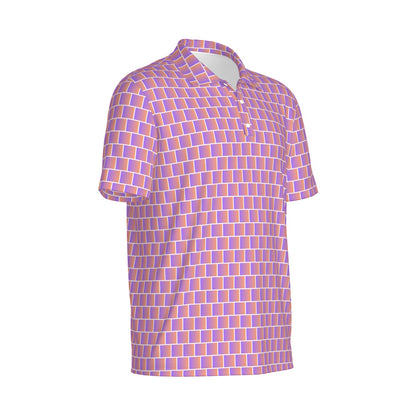 Men's Sunset Shuffle golf polo shirt by Not Bad Pretty Good, featuring a vibrant sunset-inspired design and classic polo style.