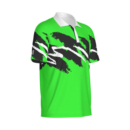 Not Bad Pretty Good Nuclear Jazz Golf Polo displayed flat, featuring a modern design with a collar and short sleeves.
