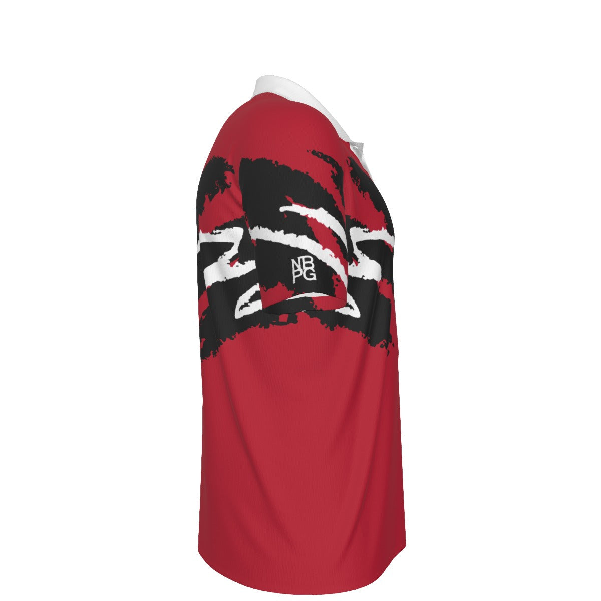 Yoycol Gameday Jazz golf polo shirt in white with navy and red accents, short sleeves, and classic fit.