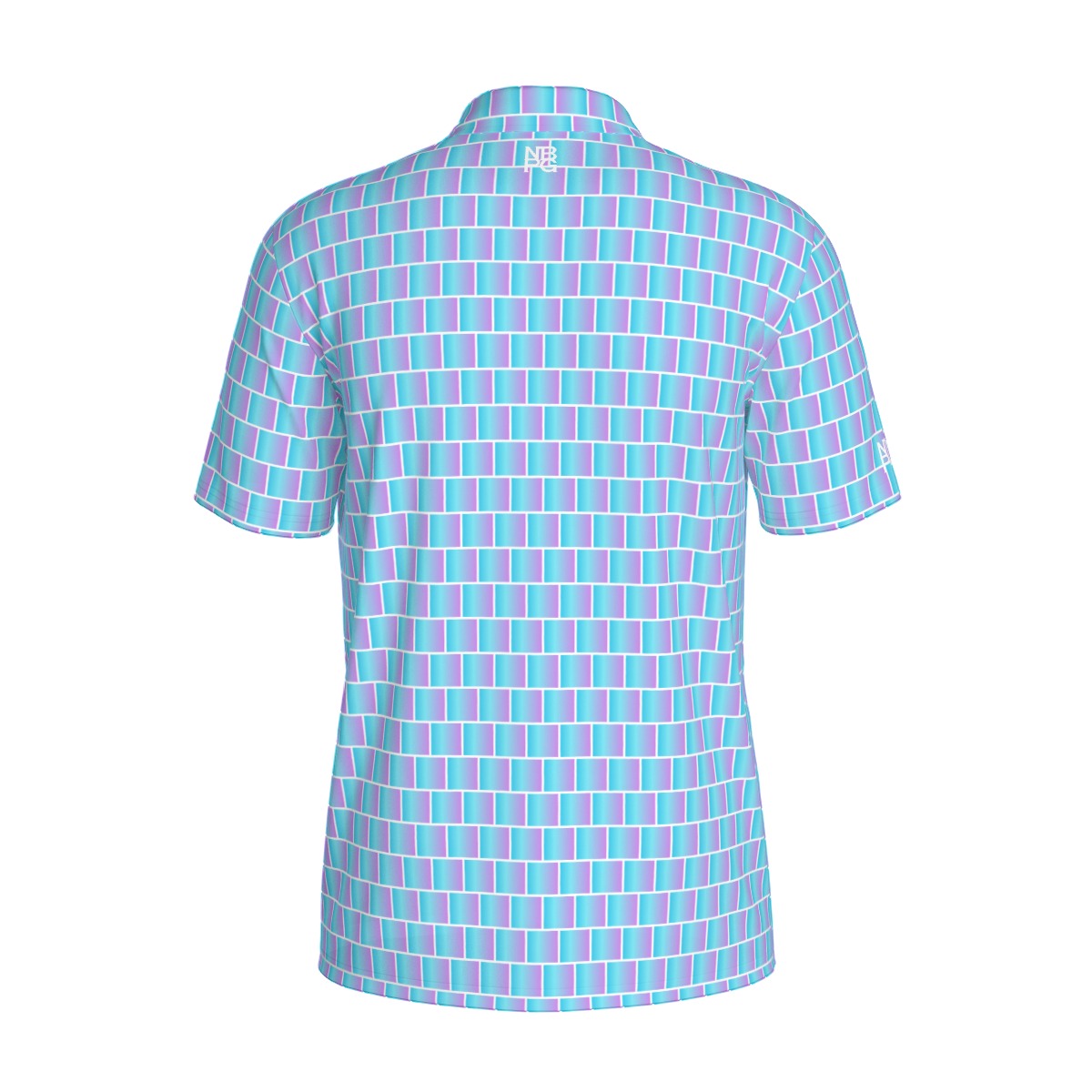 Cotton Candy Golf Polo from Not Bad Pretty Good, men's short-sleeve polo shirt in pastel pink with collar and button placket.