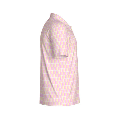 Sweet Tooth Golf Polo by Not Bad Pretty Good, men's short sleeve polo shirt with colorful sweet tooth pattern.