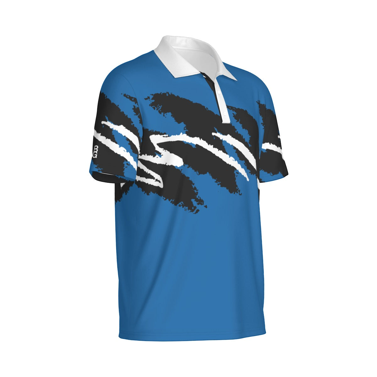 Blue Reign Jazz Golf Polo by Not Bad Pretty Good, men's polo shirt with a stylish blue design and classic collar.