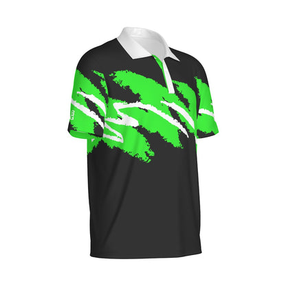 Not Bad Pretty Good Octane Jazz Golf polo shirt, men's athletic polo with a classic collar and striped pattern, front view.