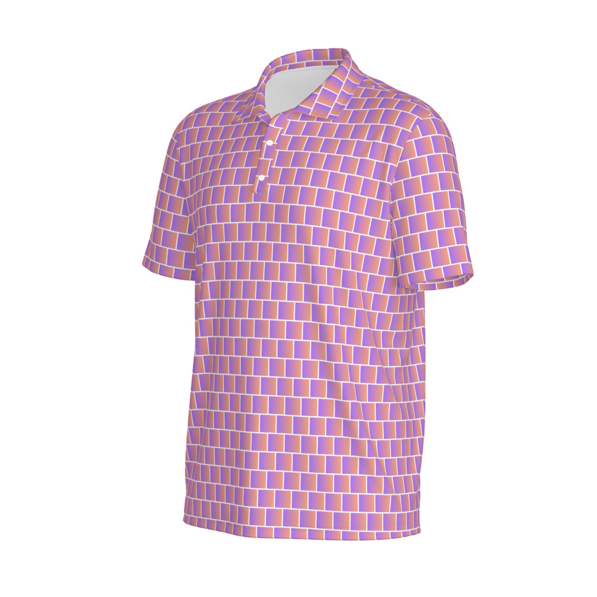 Not Bad Pretty Good Sunset Shuffle golf polo in vibrant sunset colors, featuring a classic polo collar and short sleeves.