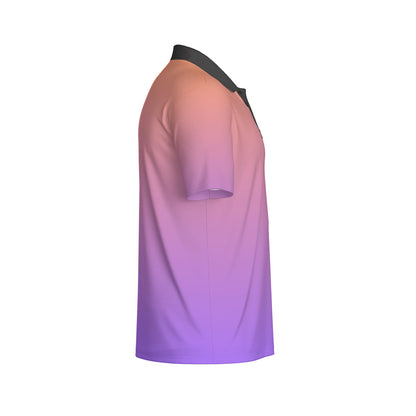 Yoycol Aurora Gradient Polo shirt with vibrant color transition, classic collar, and short sleeves, casual men's polo top.