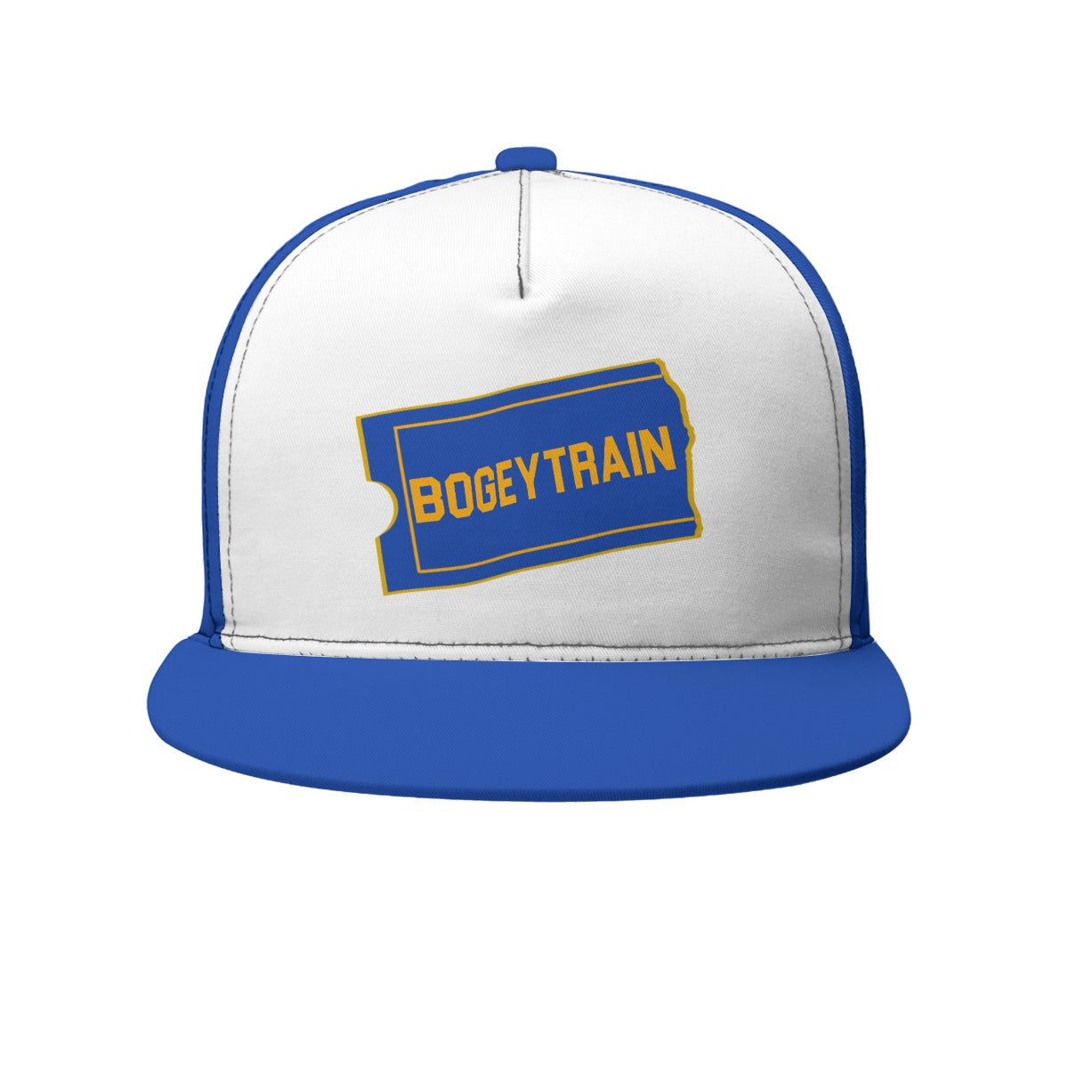 Yoycol Bogey Train snapback hat featuring a train graphic design and structured brim, in black and gray colors.