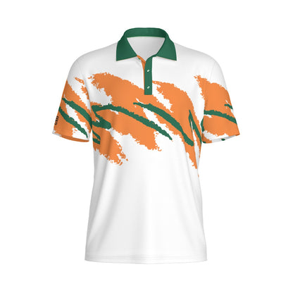 Not Bad Pretty Good Eye of the Storm Jazz Golf Polo in vibrant colors, featuring a collared design and short sleeves.