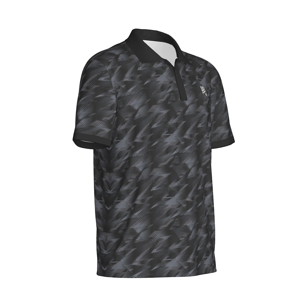 Yoycol Smoke Screen Polo shirt in black with a classic collar and short sleeves, displayed flat on a white background.