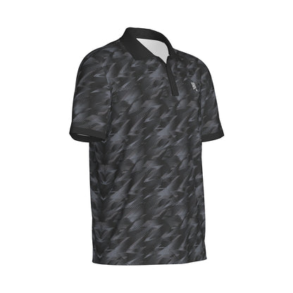 Yoycol Smoke Screen Polo shirt in black with a classic collar and short sleeves, displayed flat on a white background.