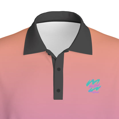 Yoycol Aurora Gradient Polo shirt showing a vibrant multicolor fade design on the collar and front.