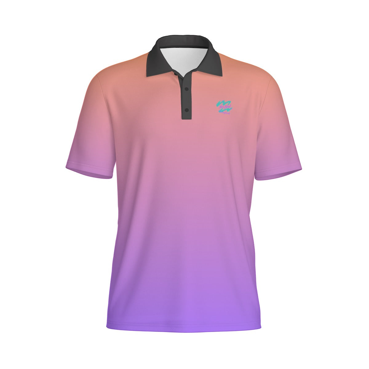 Yoycol Aurora Gradient Polo shirt in vibrant rainbow colors, featuring a classic collar and short sleeves.