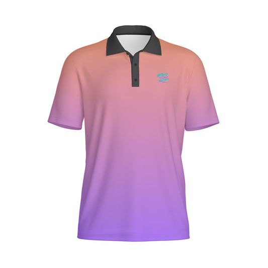 Yoycol Aurora Gradient Polo shirt in vibrant rainbow colors, featuring a classic collar and short sleeves.