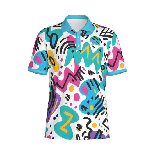 Yoycol All Good Retro Polo shirt with classic collar and striped design, casual men's polo in blue and white.