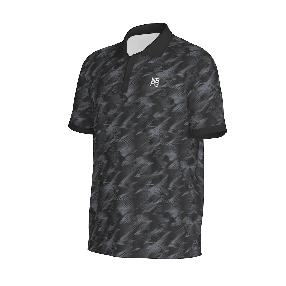 Yoycol Smoke Screen Polo shirt in black with subtle smoke pattern, classic collar, and short sleeves, casual men's polo top.