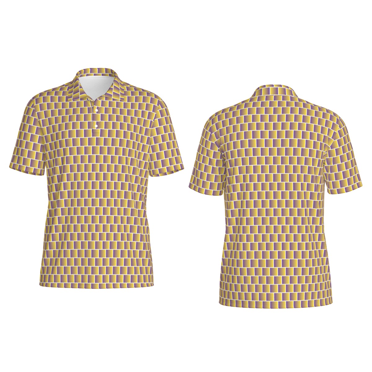 Not Bad Pretty Good Gold Standard Golf Polo, men's casual polo shirt in gold color with collar and button placket.