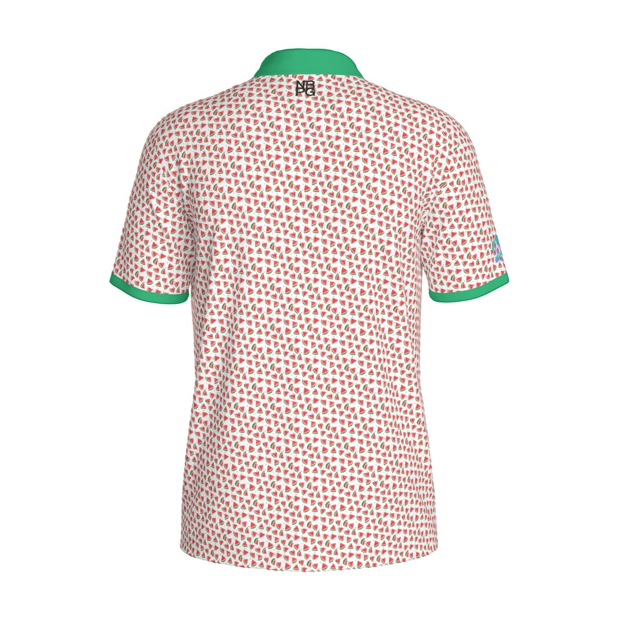 Yoycol Watermelon Wedge Polo shirt featuring vibrant watermelon print and classic polo collar, casual men's clothing.