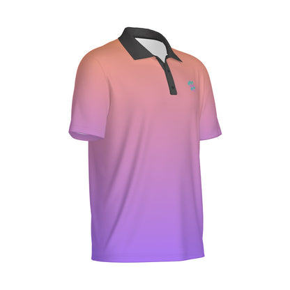 Yoycol Aurora Gradient Polo shirt with vibrant color blending, classic collar, and short sleeves on a white background.
