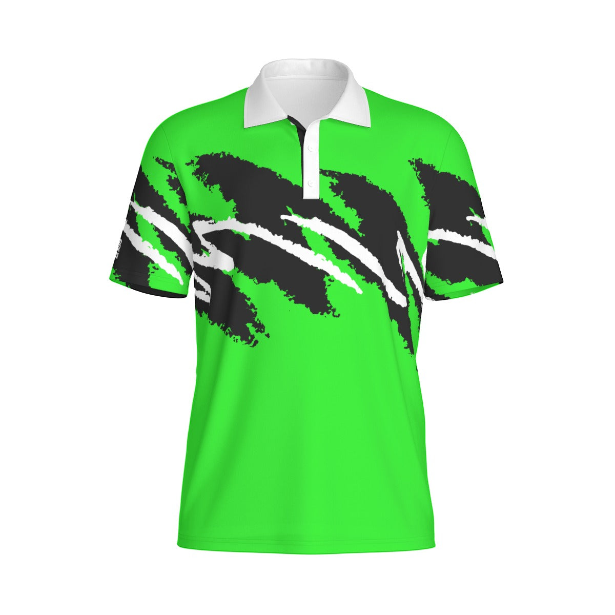 Nuclear Jazz golf polo by Not Bad Pretty Good, showing a stylish polo shirt with a vibrant design and classic collar.