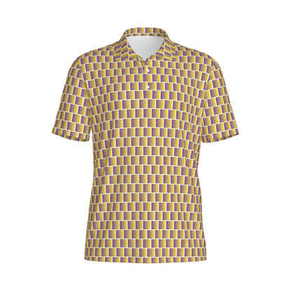 Gold Standard golf polo by Not Bad Pretty Good, featuring a classic fit with a collar and button placket, worn by a golfer.