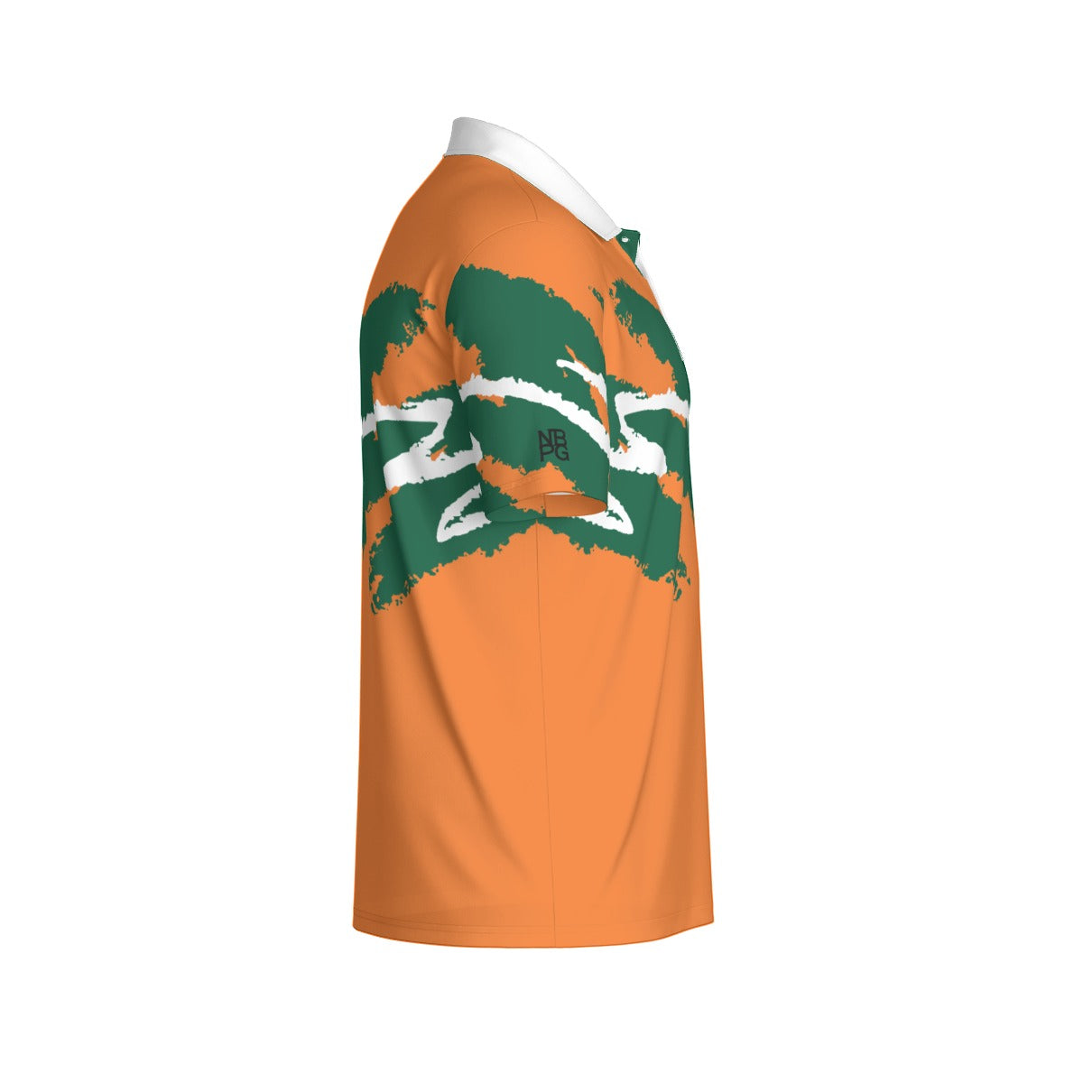 Not Bad Pretty Good Category Five Jazz Golf Polo shirt in stylish design, displayed on a hanger with a close-up of the fabric and collar.