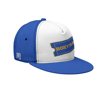 Yoycol Bogey Train snapback hat featuring a curved brim and adjustable strap, stylish hat with train graphic design.