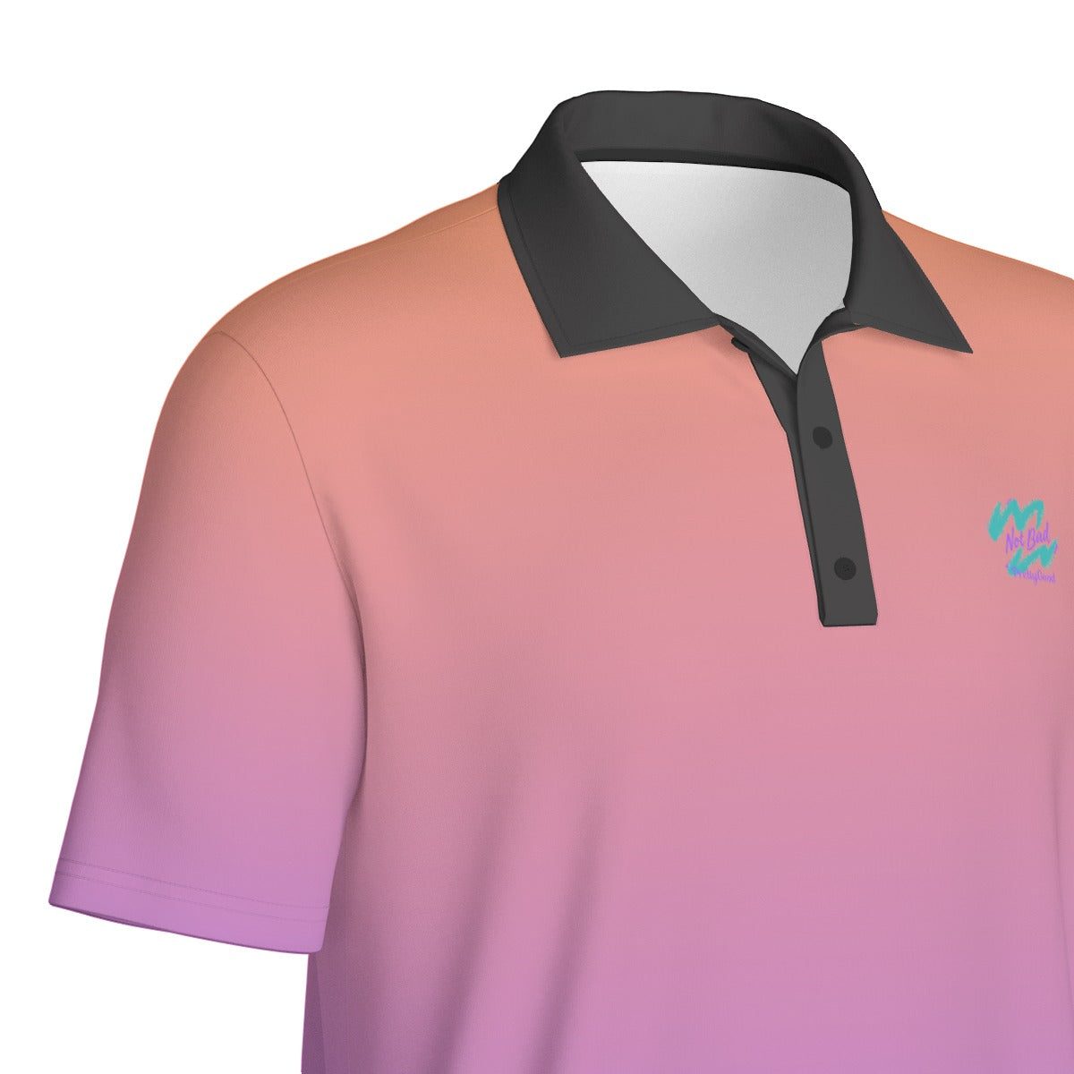Yoycol Aurora Gradient Polo shirt featuring a colorful gradient design, short sleeves, and a classic polo collar.