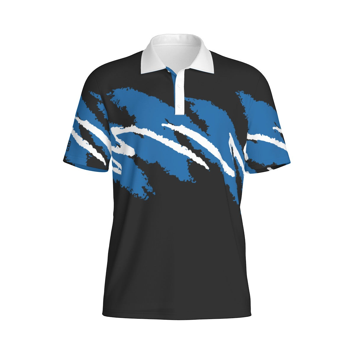 Durham Nights Jazz golf polo by Not Bad Pretty Good, navy blue polo shirt with subtle jazz-inspired pattern and collar.