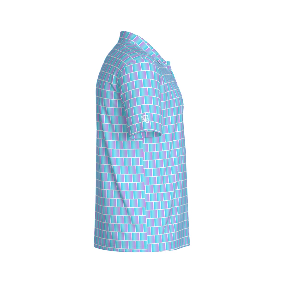 Cotton Candy Golf Polo by Not Bad Pretty Good, men's short-sleeve polo shirt with pastel pink and white stripes.