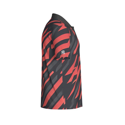 Red Tiger Polo shirt by Yoycol, featuring a classic polo design with a red and tiger print pattern.
